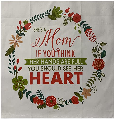 Petal Cliff Set of 2, Printed Kitchen Towels Size: 15" x 25", 1 Floral Design and 1 Floral Design with Beautiful Message She's a Mom If You Think Her Hands are Full, You Should See Her Heart”.