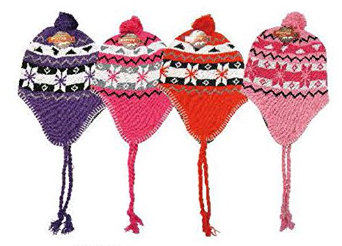 3 Pack, Women Ear Flap and Fleece Lining Assorted Beanie for Winter Cold Weather Protection with Pom pom.