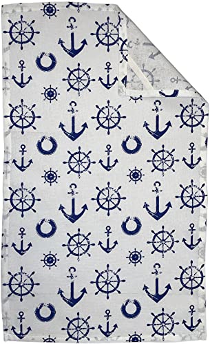 Set of 4, 100% Cotton, Coastal Nautical Anchor and Sailingboat Design, Kitchen T