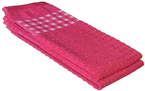 Petal Cliff Set of 6, 100% Cotton Small Windowpane Terry Kitchen Towels Highly Absorbent and Machine Washable Size: 15 x 25 inch. (Design A)