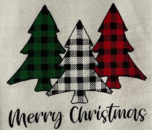 4 Pcs, 100% Cotton Christmas Flour Sack Kitchen Towels, Christmas Tree Quote Merry Christmas & Cookie Baking Crew & 2 Farmhouse Kitchen Towels. Soft and Absorbent Size: 15” x 25”.