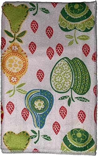 Set of 6, Apple and Pear Fruit Design Microfiber Kitchen Towels / Bar Mop, Ultra-Absorbent & Fast Drying Size : 16" x 19".