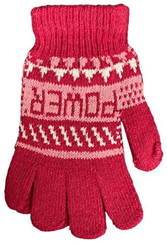 6 Pack 100% Acrylic Knitted Cold Winter Graphic Power Gloves Keep Warm for Men and Women Multi Color.