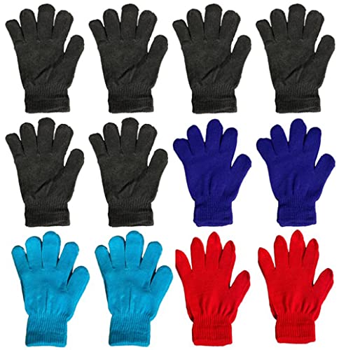 12 Pairs Winter Knitted Magic Stretchy Gloves Multi Assorted Color for Unisex.