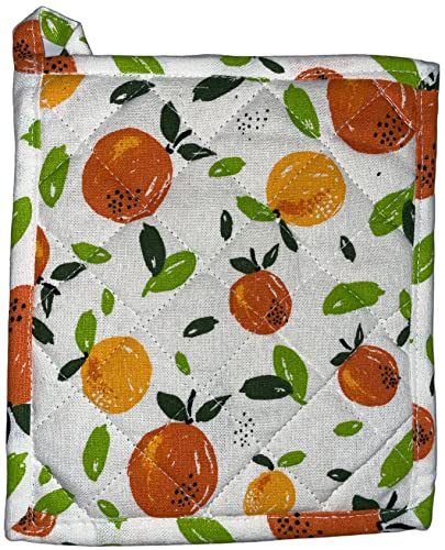 Set of 4, 100% Cotton Orange and Peach Design Kitchen Towel Set, Include 2 Kitch