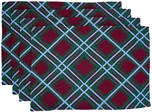 Set of 4, Christmas Red & Green Buffalo Check / Plaid Placemat for Christmas Holiday Season, Home Decoration Kitchen Dining Table. Perfect for Party or Gifts. Easy to Clean Size: 13" x 19".