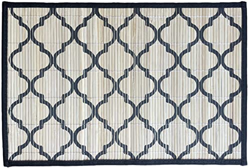 Set of 4, Quatrefoil Bamboo Dining Table Mats Place Mats for Dining Room and Kitchen Washable Anti-Wrinkle Heat-Resistant Size: 11.75 x 17.50 inch.