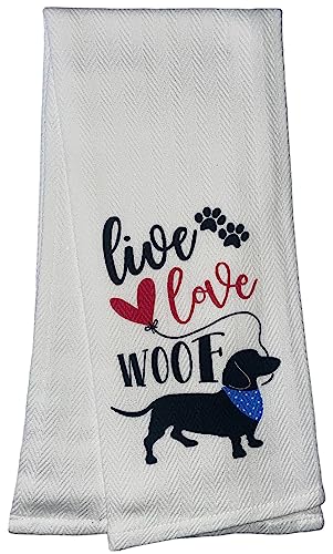 5 Pcs 100% Cotton Love My Dog Design White Funny Quote Herringbone Pattern Flour Sack Kitchen Towels Dish Towels/Dishcloths for Wedding, Baby Shower, Housewarming Gifts Size: 16 x 28 Inch.