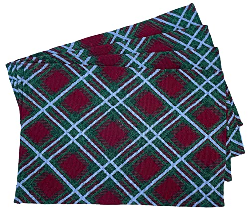 Set of 4, Christmas Red & Green Buffalo Check / Plaid Placemat for Christmas Holiday Season, Home Decoration Kitchen Dining Table. Perfect for Party or Gifts. Easy to Clean Size: 13" x 19".