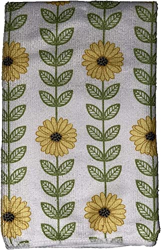 Set of 6, Sunflower Design Microfiber Kitchen Towels / Bar Mop, Ultra-Absorbent