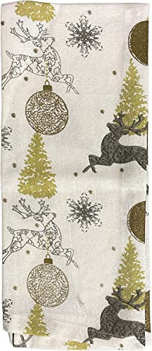 Set of 4, Christmas Holiday Print Velour Terry Kitchen Towels Size : 15" x 25" - 4 Assorted Design - Design May Very.