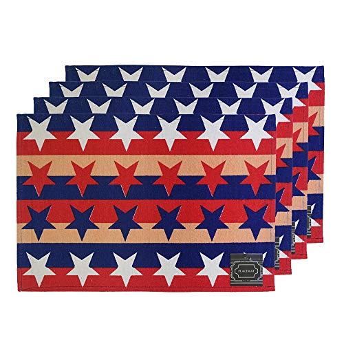 American Flag with Star, Red, White, Blue for 4th of July Parties Tapestry Placemats Independence Day Holiday Kitchen Dining Table Décor for Indoors Size : 13" x 19".