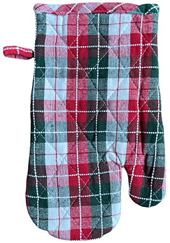 Set of 4, Christmas Multi Color Plaid Check Woven Kitchen Towel Set, Includes 2 Kitchen Towels, 1 Pot Holder, 1 Oven Mitt.