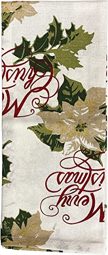 Set of 4, Christmas Holiday Print Velour Terry Kitchen Towels Size : 15" x 25" - 4 Assorted Design - Design May Very.