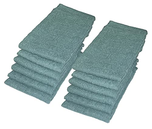 Set of 12, Turquoise Cotton Dishcloths, Ultra Absorbent, Heavy Duty Machine Wash