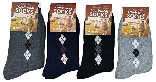 4 Pairs Thermal Faux Lambs Wool Crew Socks for Men Cold Weather Heavy and Warm Winter Socks Size: 10-13.