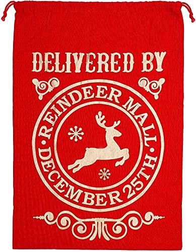 2 Pack Christmas Bag Santa Sack Canvas Bag for Gifts Santa Sack with Drawstring Extra Large Size: 29" x 21" (Design B)