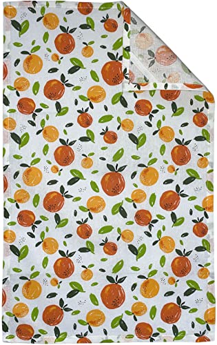 Set of 4, 100% Cotton Orange and Peach Design Kitchen Towel Set, Include 2 Kitch