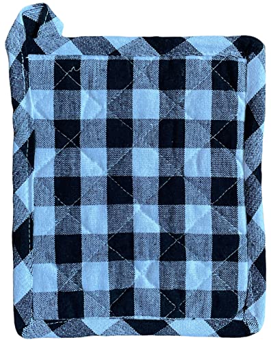 Set of 4, Christmas Black and White Farmhouse Plaid Check Woven Kitchen Towel Set, Includes 2 Kitchen Towels, 1 Pot Holder, 1 Oven Mitt.