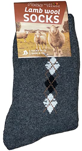 4 Pairs Thermal Faux Lambs Wool Crew Socks for Men Cold Weather Heavy and Warm Winter Socks Size: 10-13.