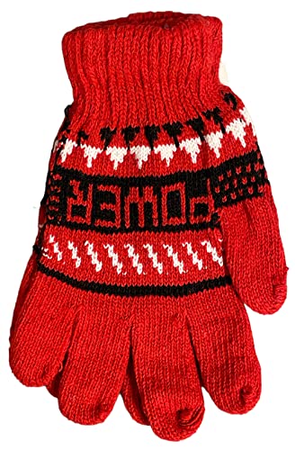 6 Pack 100% Acrylic Knitted Cold Winter Graphic Power Gloves Keep Warm for Men and Women Multi Color.