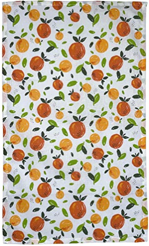 Set of 4, 100% Cotton Orange and Peach Design Kitchen Towel Set, Include 2 Kitch