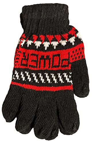 6 Pack 100% Acrylic Knitted Cold Winter Graphic Power Gloves Keep Warm for Men and Women Multi Color.