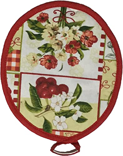 Floral Design 100% Cotton Printed Kitchen Linen Set of 5, Includes 2 Kitchen Towels, 2 Potholder, 1 Oven mitt Kitchen Décor for Cooking, Baking, Barbecue