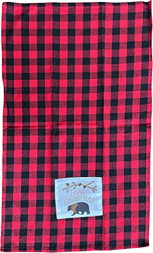 Set of 6, 100% Cotton, Holiday Season Farmhouse Kitchen Towel Sets Sentiment Beary Christmas Includes 4 Kitchen Towels, Pot Holder & Oven mitt.