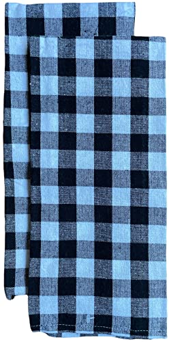 Set of 4, Christmas Black and White Farmhouse Plaid Check Woven Kitchen Towel Set, Includes 2 Kitchen Towels, 1 Pot Holder, 1 Oven Mitt.