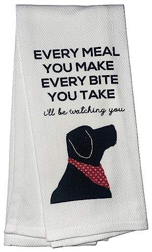 5 Pcs 100% Cotton Love My Dog Design White Funny Quote Herringbone Pattern Flour Sack Kitchen Towels Dish Towels/Dishcloths for Wedding, Baby Shower, Housewarming Gifts Size: 16 x 28 Inch.