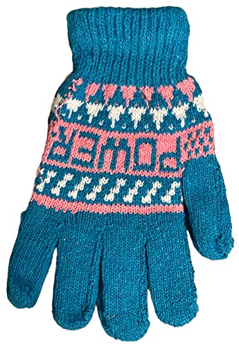 6 Pack 100% Acrylic Knitted Cold Winter Graphic Power Gloves Keep Warm for Men and Women Multi Color.