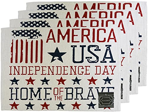 America USA Independence Day Home of The Brave Tapestry Placemats Independence Day Holiday Kitchen Dining Table Decor for Indoors Size : 13" x 19".