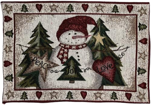 Set of 10, Christmas Tree, Snowman with Peace, Joy, Love Design Christmas/Holiday Season Kitchen Towel Set, 4 Placemats, 4 Kitchen Towels, Oven mitt, Pot Holder.