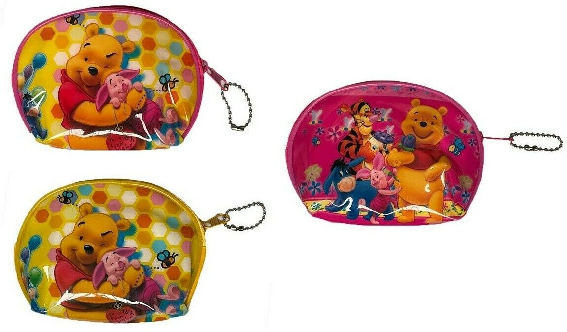 Set of 2, Winnie The Pooh Kids Money Coin Purse with zipper (design May Very)