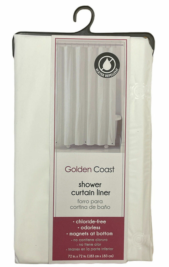 Shower Curtain liner PEVA Water Repellent with Magnets Size: 72 x 72 Inches