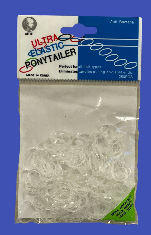 ARTE Clear Hair Elastics Anti Bacteria Ponytailer - 250 PCS.