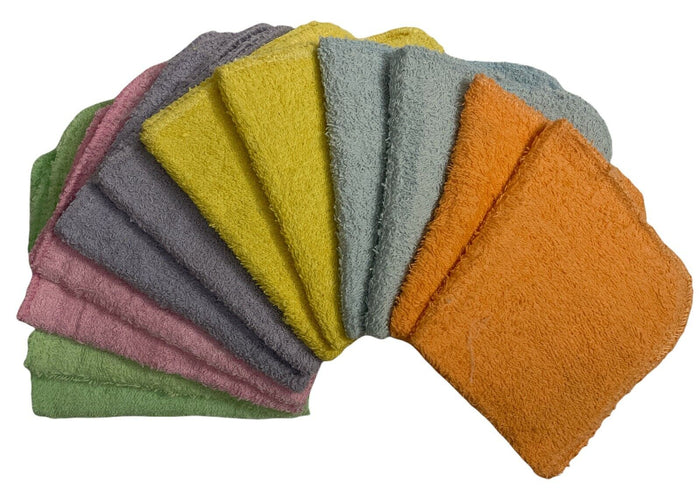 12 Pack, 100% Cotton wash Cloth, Extra Soft, Highly Absorbent, Machine Washable Size 12" X 12", Assorted Colors - Color May Very.