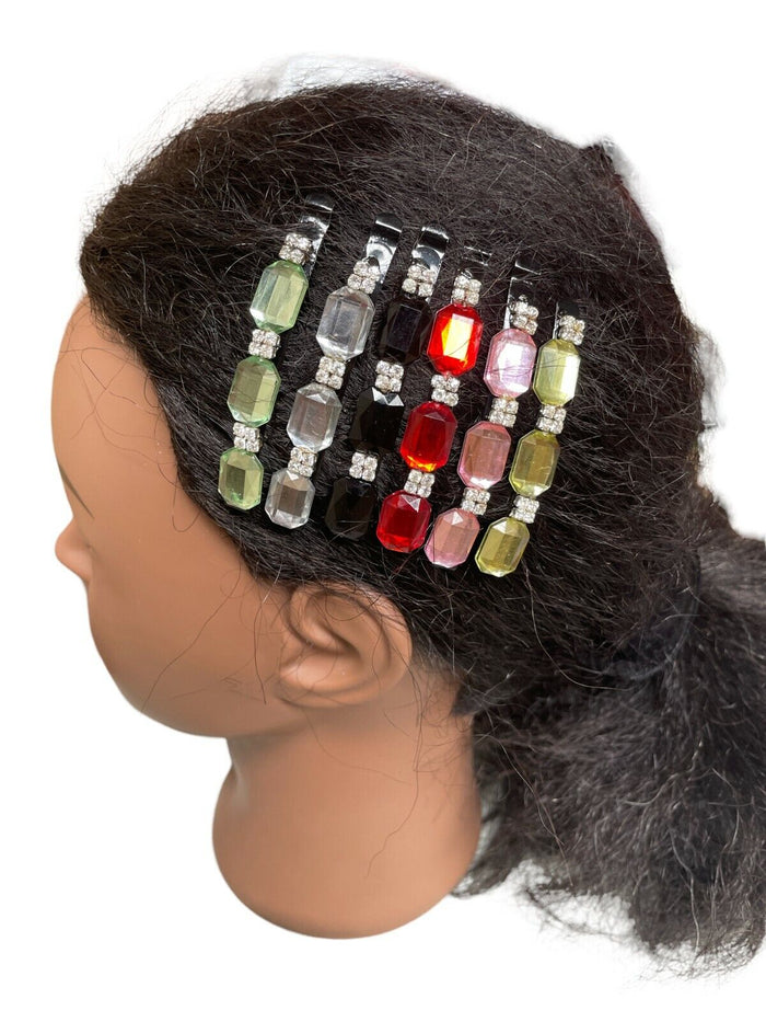 6 Pcs, Rhinestone Hair Clip Girls Snap Hair Barrett Hairpin Hair Styling