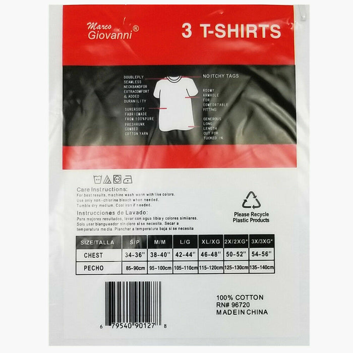 6 Pack V-Neck / Crew Neck Men's 100% Cotton Tag less T-shirt Undershirt Tee 3 Color