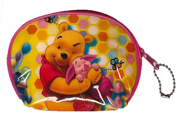 Set of 2, Winnie The Pooh Kids Money Coin Purse with zipper (design May Very)