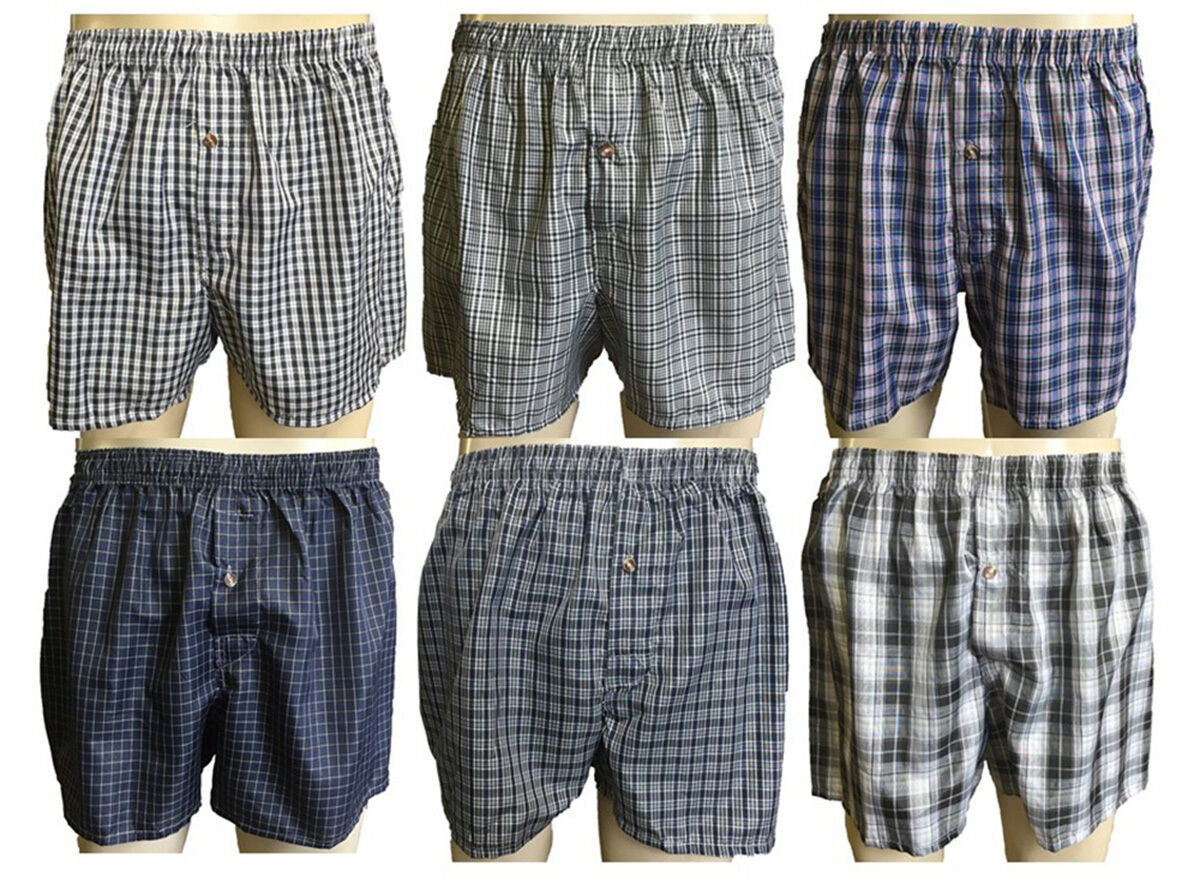 Rodex Men's 6 Pack Plaid Boxers shorts Underwear Assorted Color