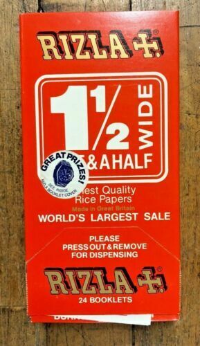 VINTAGE 1980, 5 Booklet RIZLA 1 1/2 WIDE Rolling Paper.