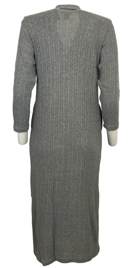 Women Long Sleeves Button Front Knitted Sweater Maxi Dress With Two Side Pocket.