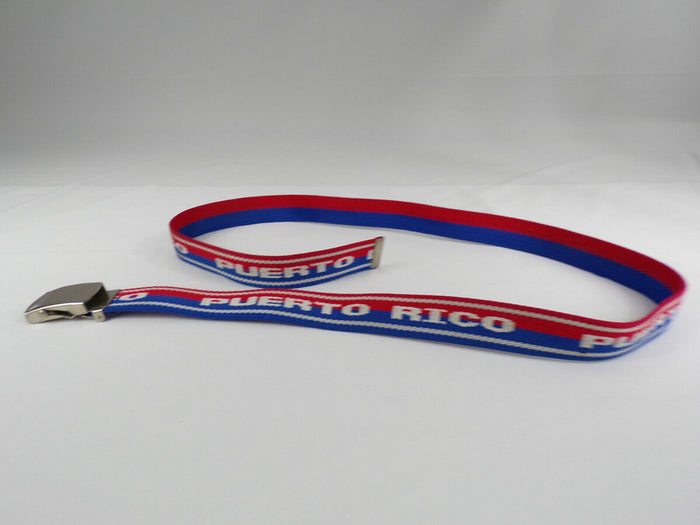 Puerto Rico Belt Heritage Red White Blue Fit up to 48" EUC