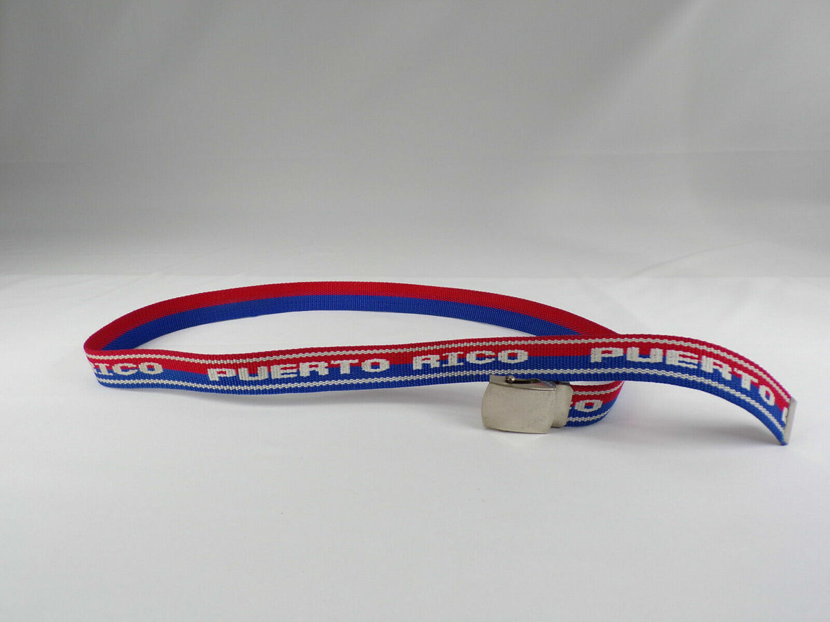 Puerto Rico Belt Heritage Red White Blue Fit up to 48" EUC