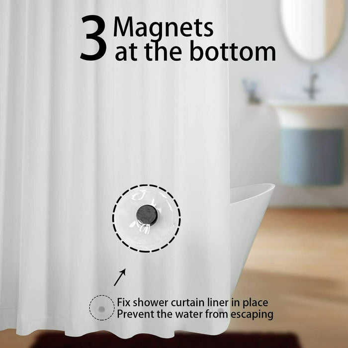 Shower Curtain liner PEVA Water Repellent with Magnets Size: 72 x 72 Inches