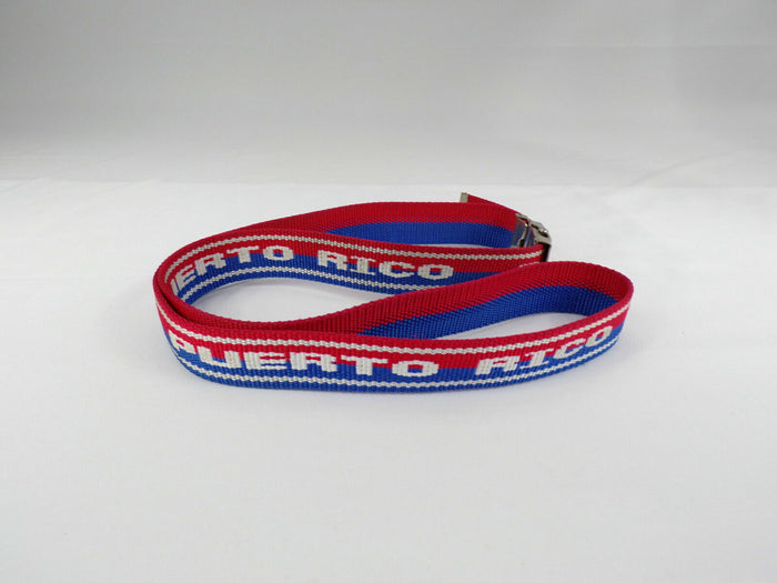 Puerto Rico Belt Heritage Red White Blue Fit up to 48" EUC