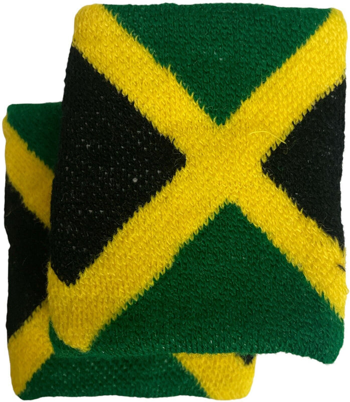 6 Pcs, Jamaican Flag Wristbands Sports Athletic Exercise Workout Wrist bands.