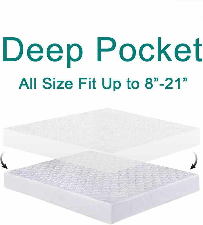 12" Heavy Fabric Waterproof Mattress Cover with Zipper Protector Bed Bugs Dust Allergens.